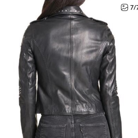 Wilson Black Leather Jacket with Star Accents size x-small - Picture 7 of 11